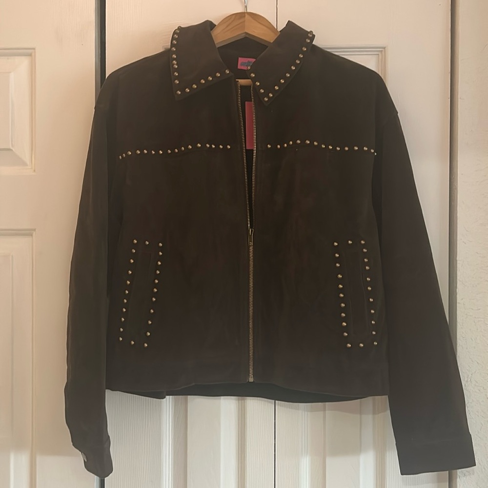 BRAND NEW - with tags, Edikted Womens Memphis Studded Faux Suede Jacket